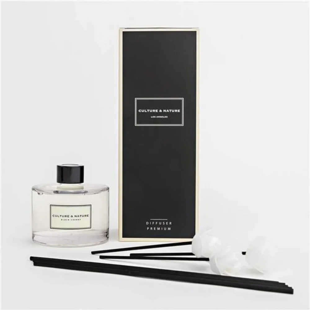 CULTURE & NATURE Reed Diffuser Set 6.7 oz (200ml) Black Cherry Scented Diffuser